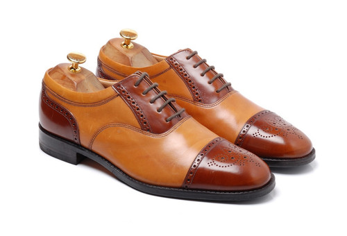 Loake semi brogues shoes - shoes, tan