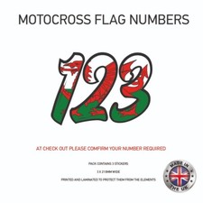 3 x Wales Flag Race Number Vinyl Stickers Motorbike Motorcross Quad MFN10