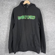Undefeated Hoodie Mens Large Black Green Pullover Graphic UNDFTD Sweatshirt
