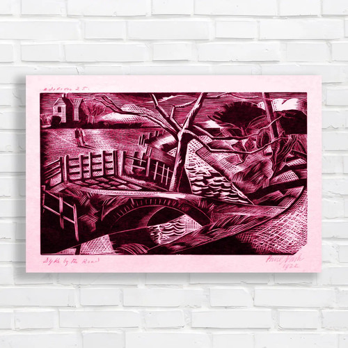 Dramatic landscape woodcut - dramatic,