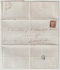 1846 SHAW UDC PMK LETTER TO MANCHESTER COURIER JOHN CROMPTON LAND PLOTS FOR SALE