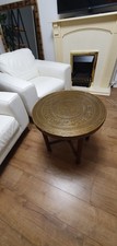 Vintage Brass Topped Middle Eastern Folding Table 60cm In Diameter