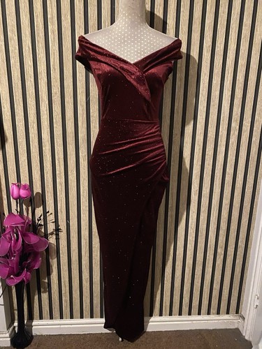 Quiz burgundy sparkly velvet - burgundy,