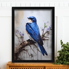 Blue Swallow Wall Art Bird Poster Vintage Bird Print Bird Gift Shabby Chic Art