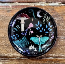 Brand New Dark Forest Mushroom Trinket Tray Dish Ceramic Jewellery Holder Moth