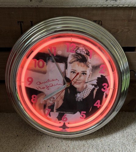 Audrey hepburn neon wall clock - wall,