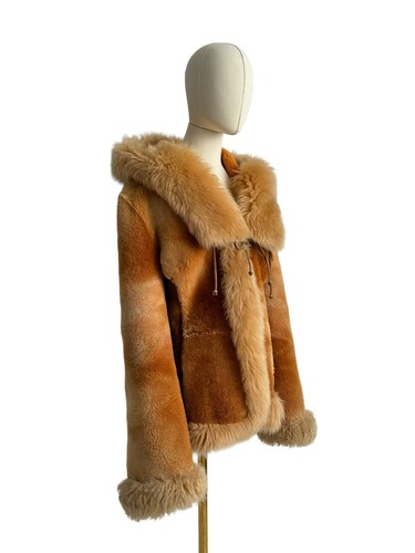 Vintage real sheepskin hooded - sheepskin,