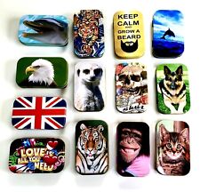 1 OZ TOBACCO TIN HINGED PILL TIN,BAIT TIN,SEWING TIN,BACCY TIN,STASH CAN DESIGNS