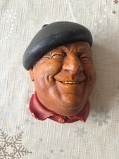 Bossons Frenchman Wall Head Chalkware 1960s England 5” Beret Smiling Face