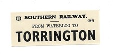 Southern Railway SR - Luggage Label - Waterloo To Torrington (10/45)