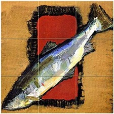 Tile Mural Russian Art Fish Kitchen Shower Wall Backsplash Marble Ceramic