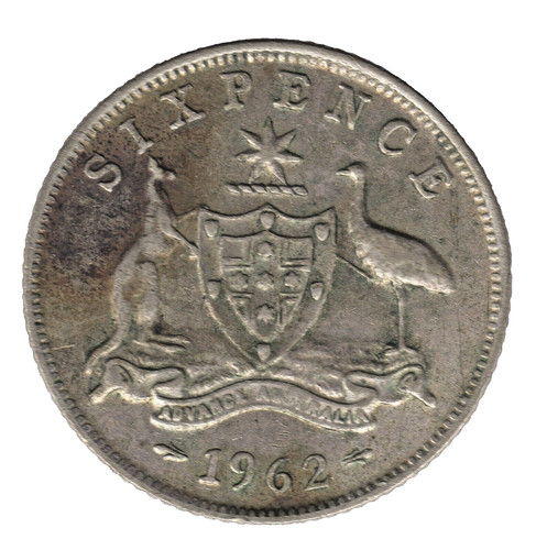 1962 australia silver sixpence - 1962,