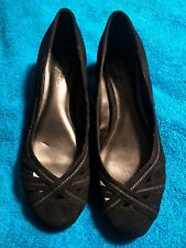 marks and spencer black suede type healed dress shoes VGC size 4.5 ladies