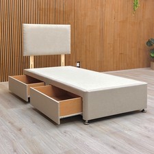 Highgrove ‘Roma’ 2 Draw Divan Base Venice Mink Velvet Headboard - Single NEW