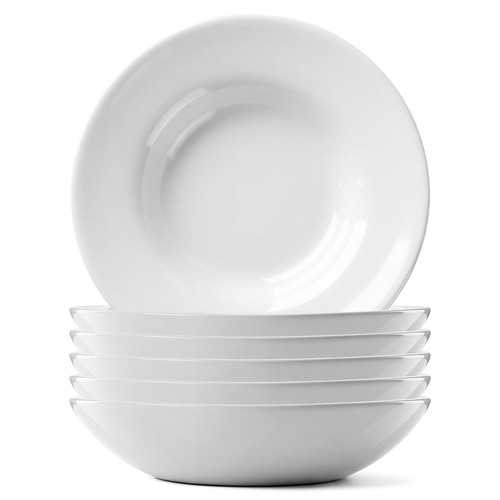 Round opalware pasta bowls - round,