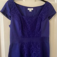 MONSOON -Dark / Deep Blue Lace Embellished Cap Sleeve Dress Size 12 -Worn Twice