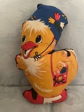 Fabric Cut Out Sew Doll Pillow Duck vintage cloth made Cyprus Easter Hat Yellow