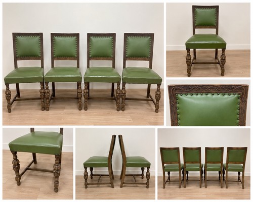 Set vintage carved oak - 4,