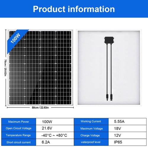 100w solar panel - 100w, w/campervan