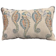 Mod Lifestyles Seahorses Embroidery Lumbar Decorative Pillow, 20" x 14"