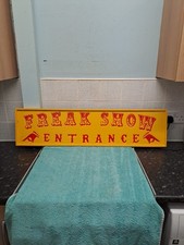 FREAKSHOW  HAND MADE CARVED PAINTED SIGN. Traditional Circus Fairground Style.