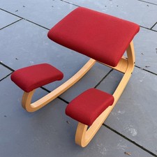 Varier Variable Balans, Original Kneeling Chair Beech/Red Fabric Office Posture