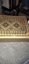 BEAUTIFUL DECORATIVE BLACK AND GOLD METAL PLAYING CARDS STORAGE BOX (EMPTY)