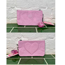 Kipling Creativity Pouch Purse Heart Puff Pink Bag with Alice Monkey Charm NWT
