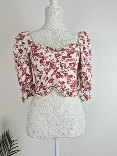 Floral milkmaid crop - floral, top