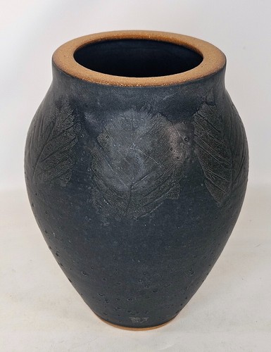 Pottery vase black hand - vase,
