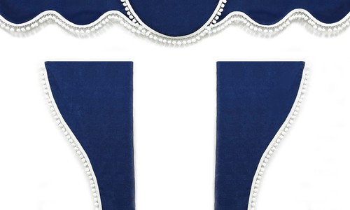 Truck curtains blue white pom - blue,