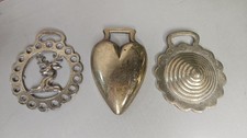 Vintage Brass Decorative Heart Horse Brass x3