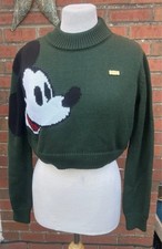 GCDS x Disney Mickey Mouse Cropped Knitted Wool Blend Sweater Size XL 14 Green 