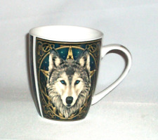 Lisa Parker Fantasy Wolf Head Bone China Coffee Mug in Navy/ Multi.