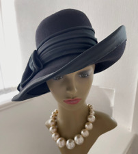 CLOCHE Hat Downton Abbey Charleston Flapper Styled Wedding Formal Black Handmade