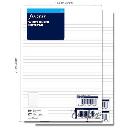 Filofax white ruled notepad - filofax,