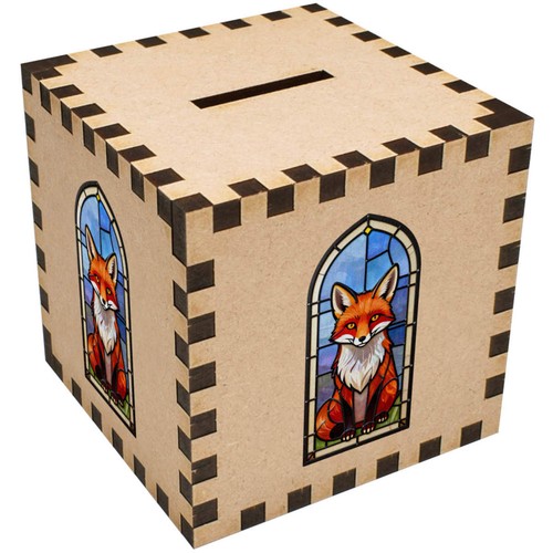 Stained glass fox money box - 'stained,