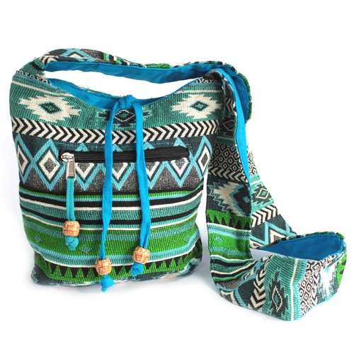 Jacquard bag teal sling - -,