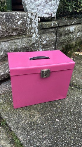 Pink metal storage box - storage,