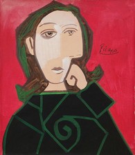 Pablo Picasso Signed Cubist Oil Painting on Canvas - Spanish Modern Art