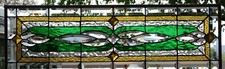 Stained Glass Transom window HANGING PANEL 34 1/4 X 11 3/4  incl hooks