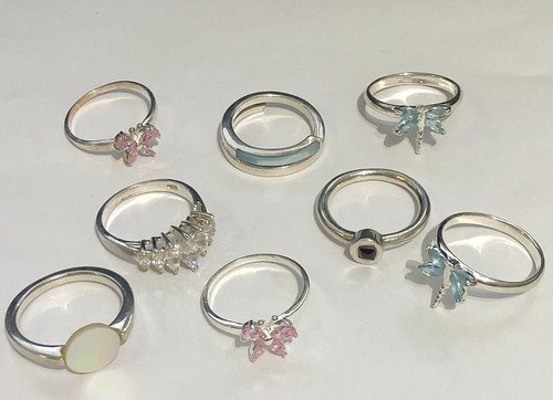 Sterling silver rings job lot - sterling,