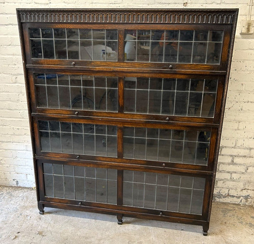 Antique edwardian oak leaded - oak,
