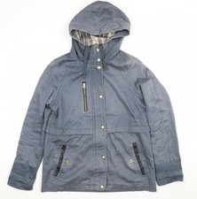 Topshop Women's Blue Hooded Parka Jacket Size 12 Cotton Blend