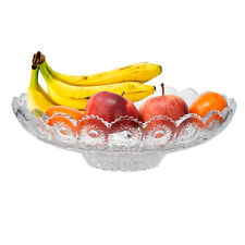 Glass Fruit Bowl Large Round Serving Display Centrepiece Bowl Cut Glass 31cm