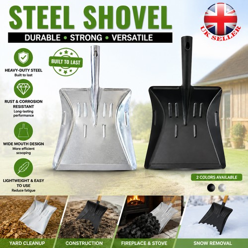 Metal hand shovel dust pan - 9",