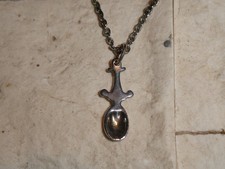 VINTAGE 1970s ORIGINAL SNUFF SNORT STERLING SILVER ANCHOR SPOON PENDANT NECKLACE