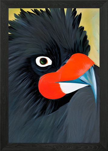 Black cockatoo painting framed - black,