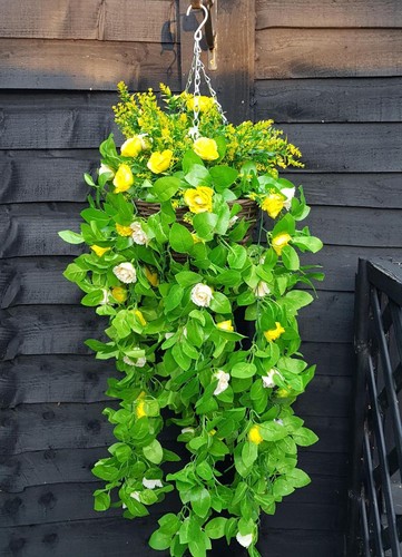 Artificial hanging basket - basket, rose