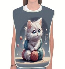 1pc Kitten - Linen Adult Bib
